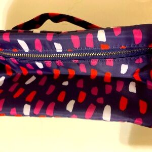 Avon Navy Cosmetic Bag with Pink, Red and White Brushstroke Print